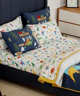 Dinosaur Park Organic Bedsheet Set Super King Flat Sheet